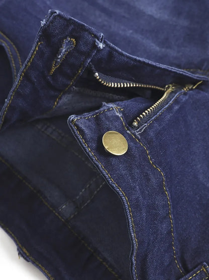 High waist flared jeans with high elasticity for women