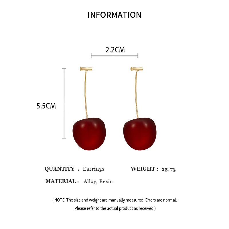 Women’s Drop Earrings - Cherry-Inspired Design - Lightweight - Minimalist Statement Jewelry