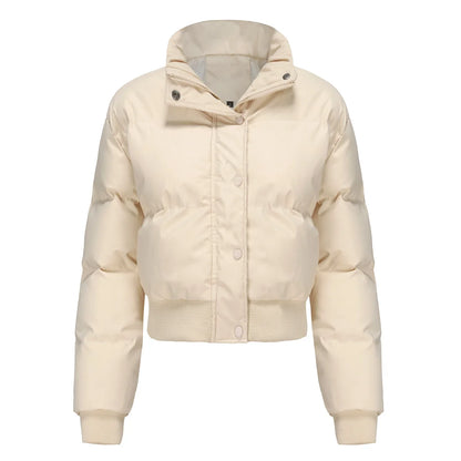 Women's winter crop puffer jacket