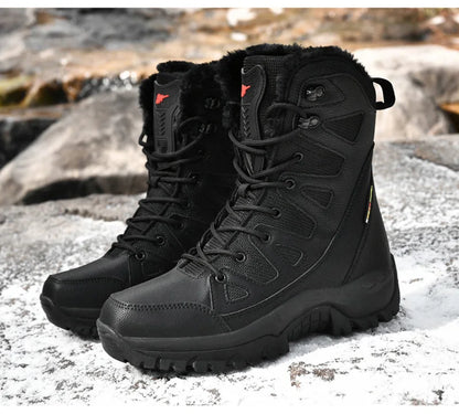 Women's waterproof snow boots with fur and non-slip platform