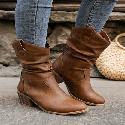 Women's elegant cowboy leather boots
