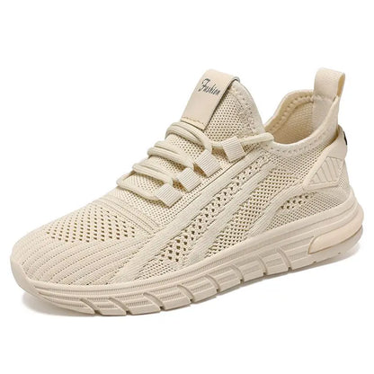 Men’s Athletic Sneakers - Breathable Knit Mesh - Cushioned Sole - Lace-Up Casual Shoes