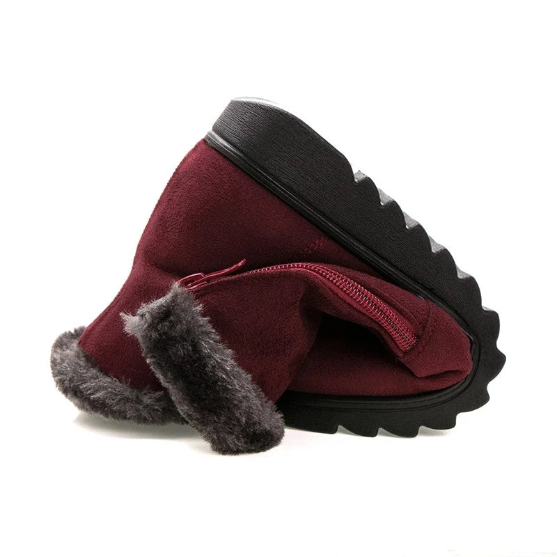 Women's winter plush zipper no-slip boots