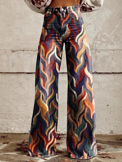 High-Waisted Straight-Leg Denim Jeans