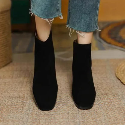 Women’s chunky heel platform square-toe ankle boots