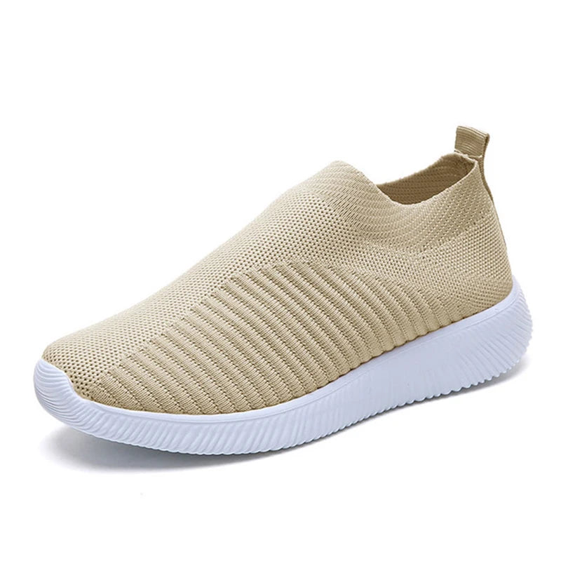 Women's Slip-On Sneakers - Breathable Knit - Lightweight Cushioned Sole - Casual Wear