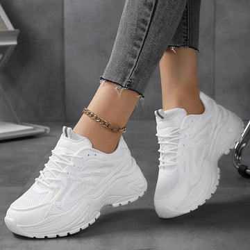 Women's chunky mesh sneakers breathable elevator design trainers