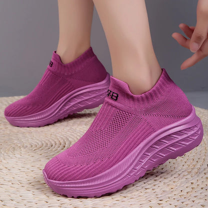 Women’s Slip-On Sneakers - Breathable Knit Upper - Lightweight Casual Shoes