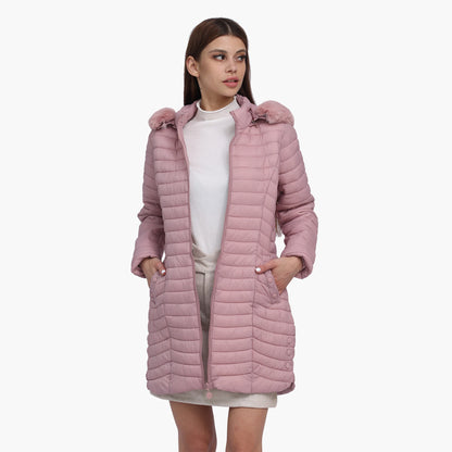 Women's lightweight hooded padded coat with pockets