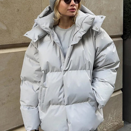 Women's oversized puff hooded jacket