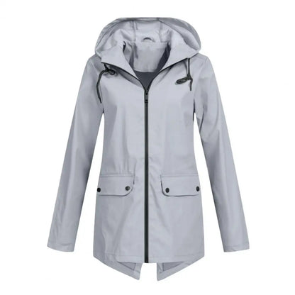 Women's hooded windproof mid-length coat