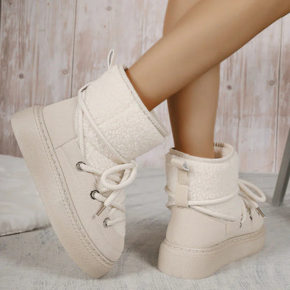 Women's winter boots non-slip warm lace-up