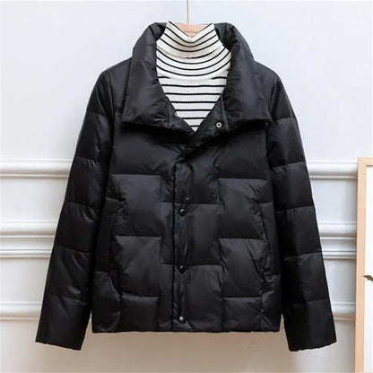 Women's ultra-thin light down jacket with stand collar