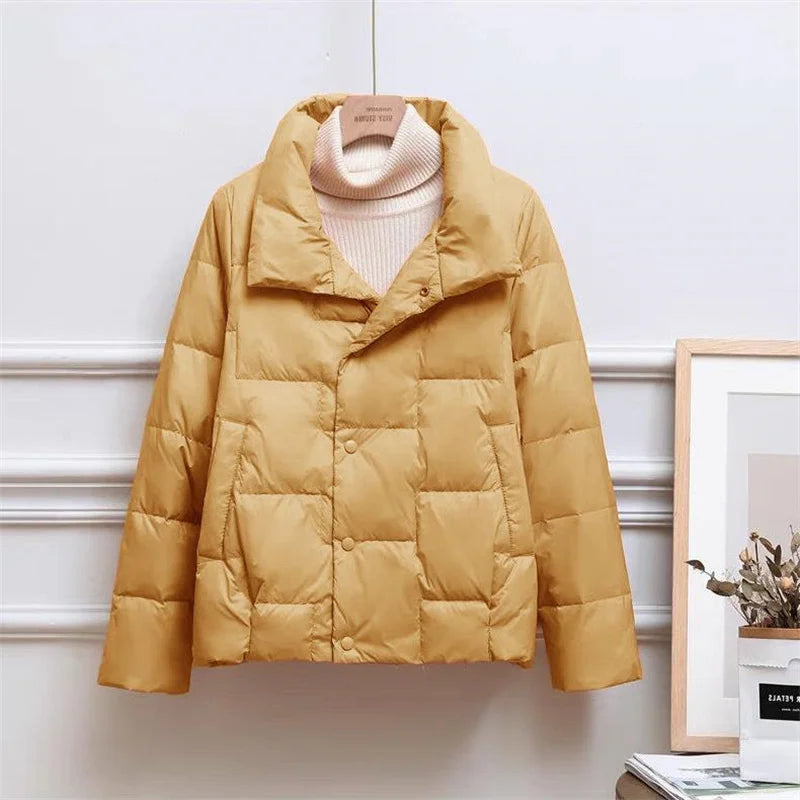 Women's ultra-thin light down jacket with stand collar