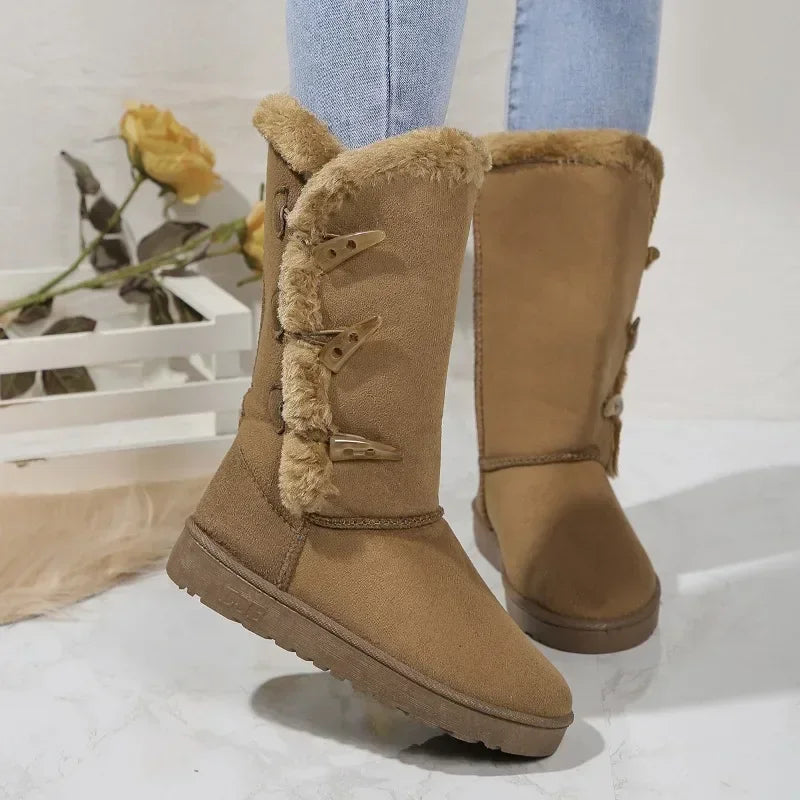 Women's thick-soled snow boots with velvet lining