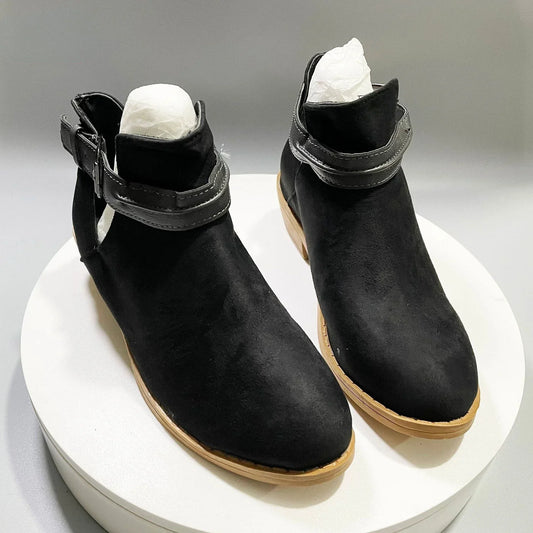 Adjustable Buckle Pointed Toe Ankle Boots