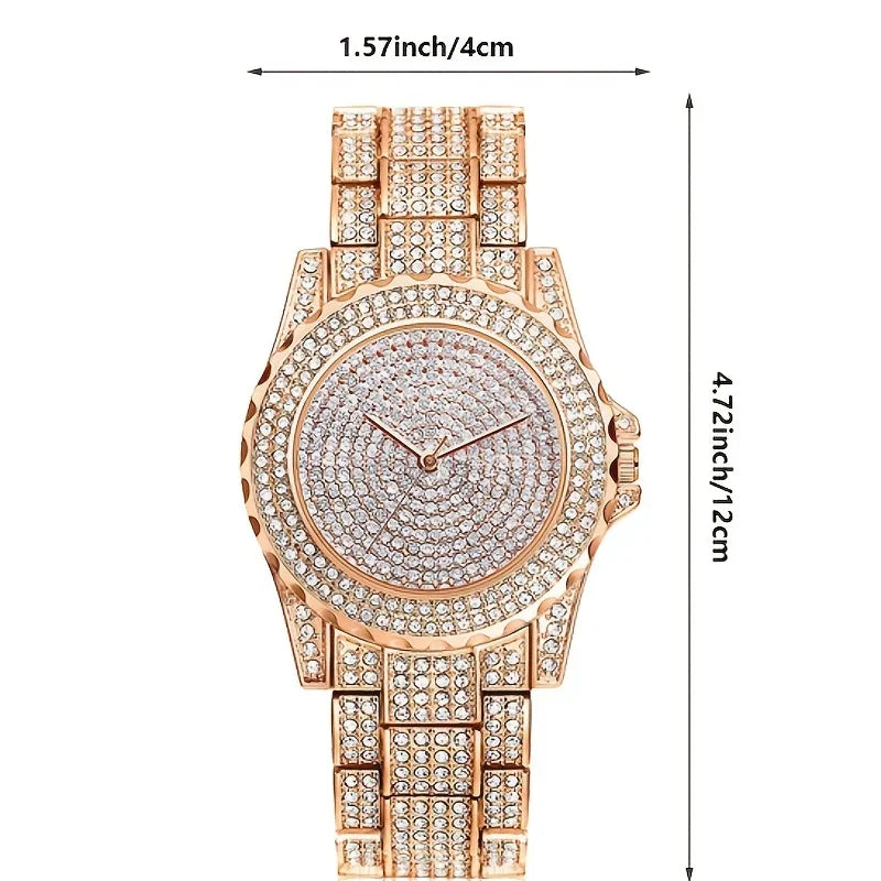 Sparkling rose gold crystal-studded women's luxury watch