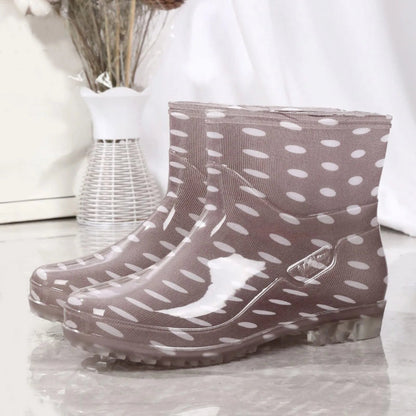 Women’s Wellington Boots – Waterproof Rubber – Mid-Calf Slip-On – Printed Grip Sole