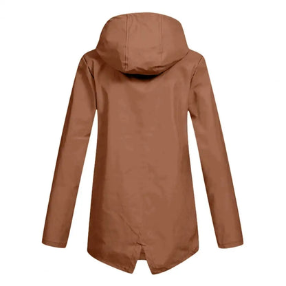 Women's hooded windproof mid-length coat