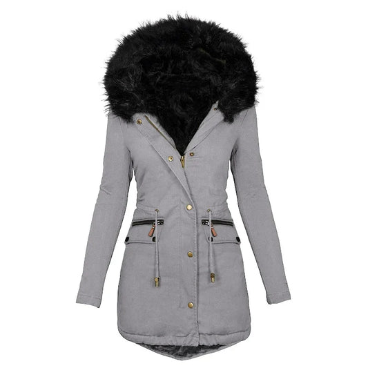 Fluffy Hooded Winter Fur Collar Jacket