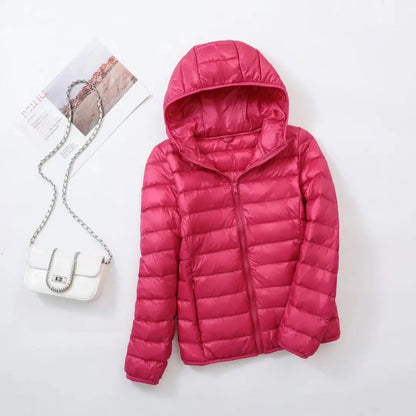 Men’s Puffer Jacket - Quilted Hooded Design - Lightweight Insulated - Zip Closure