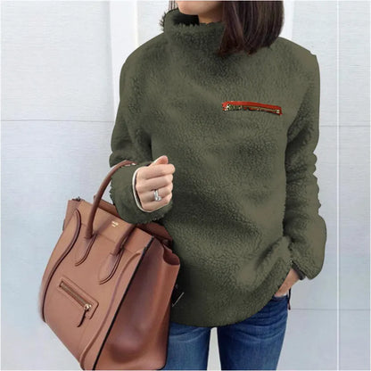 Women's super soft high collar zip top