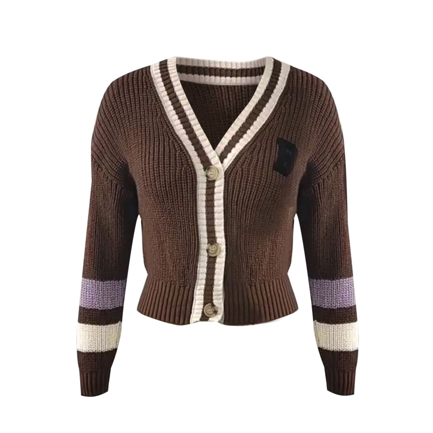 Women's loose v-neck knitted sweater coat