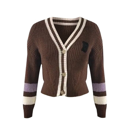 Women's loose v-neck knitted sweater coat