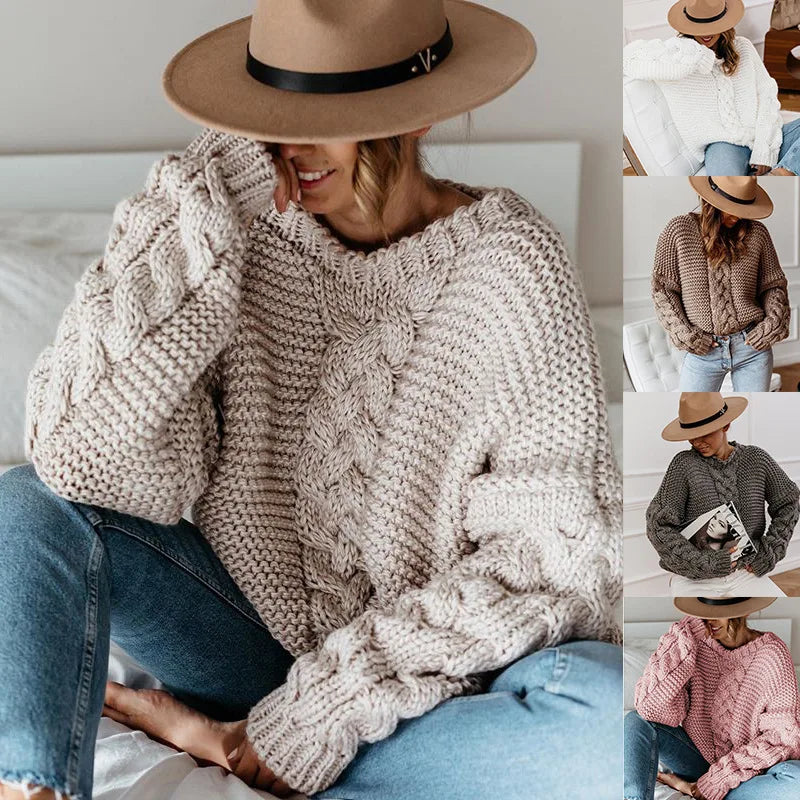 V-neck knitted women's sweater