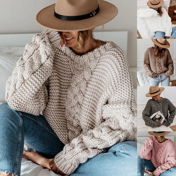 V-neck knitted women's sweater