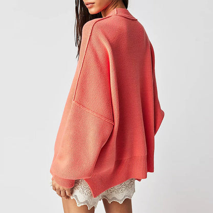 Women's oversized pullover sweater with bell sleeves