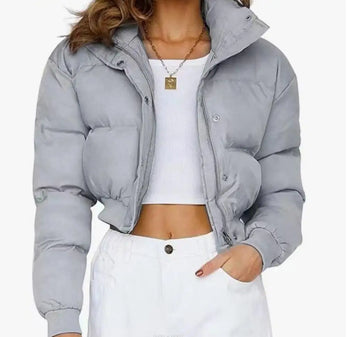 Women's casual warm winter short cotton padded bomber jacket