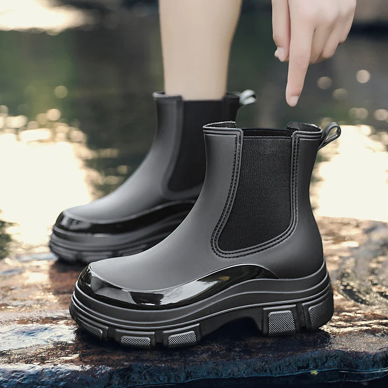 Waterproof Slip-On Wellington Short Boots 