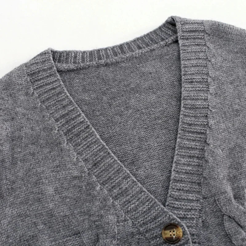 Women's high waist slim solid color knitted cardigan