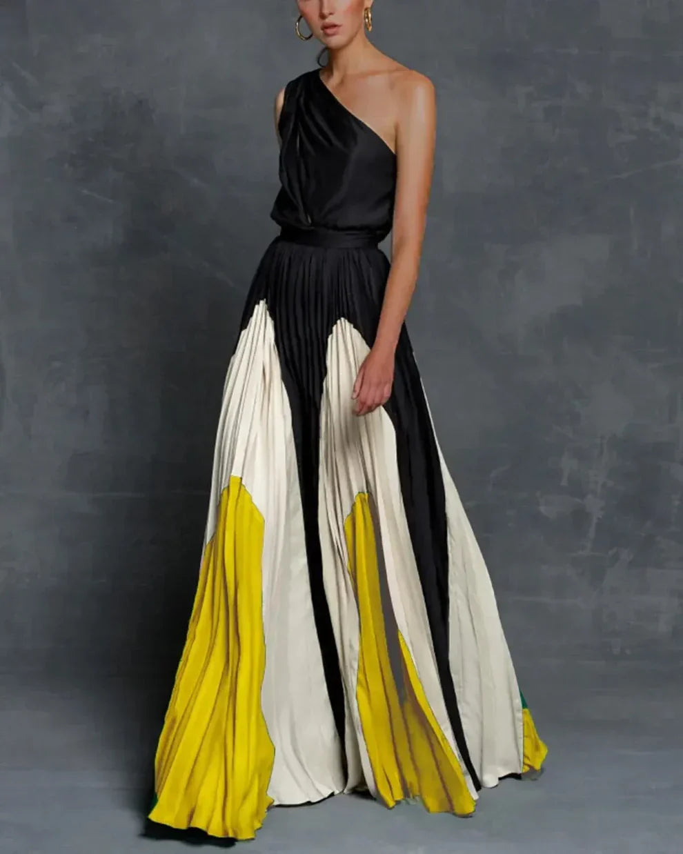 Elegant Satin One-Shoulder Dress for Women