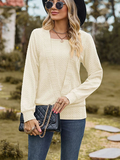 Women's elegant square neck long sleeve t-shirt