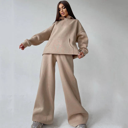 Women's casual loose hoodie sweatshirt and sweatpants set