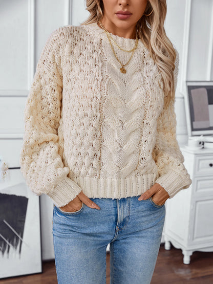 Women's hollow out loose knit pullover sweater