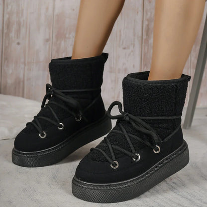 Women's winter boots non-slip warm lace-up