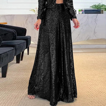 Women’s Wide-Leg Sequin Pants – High-Waisted – Glamorous Fit – Evening Party Wear