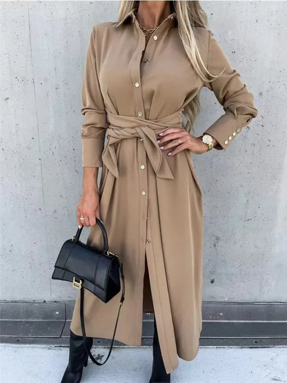 Women's long skirt cardigan swing dress