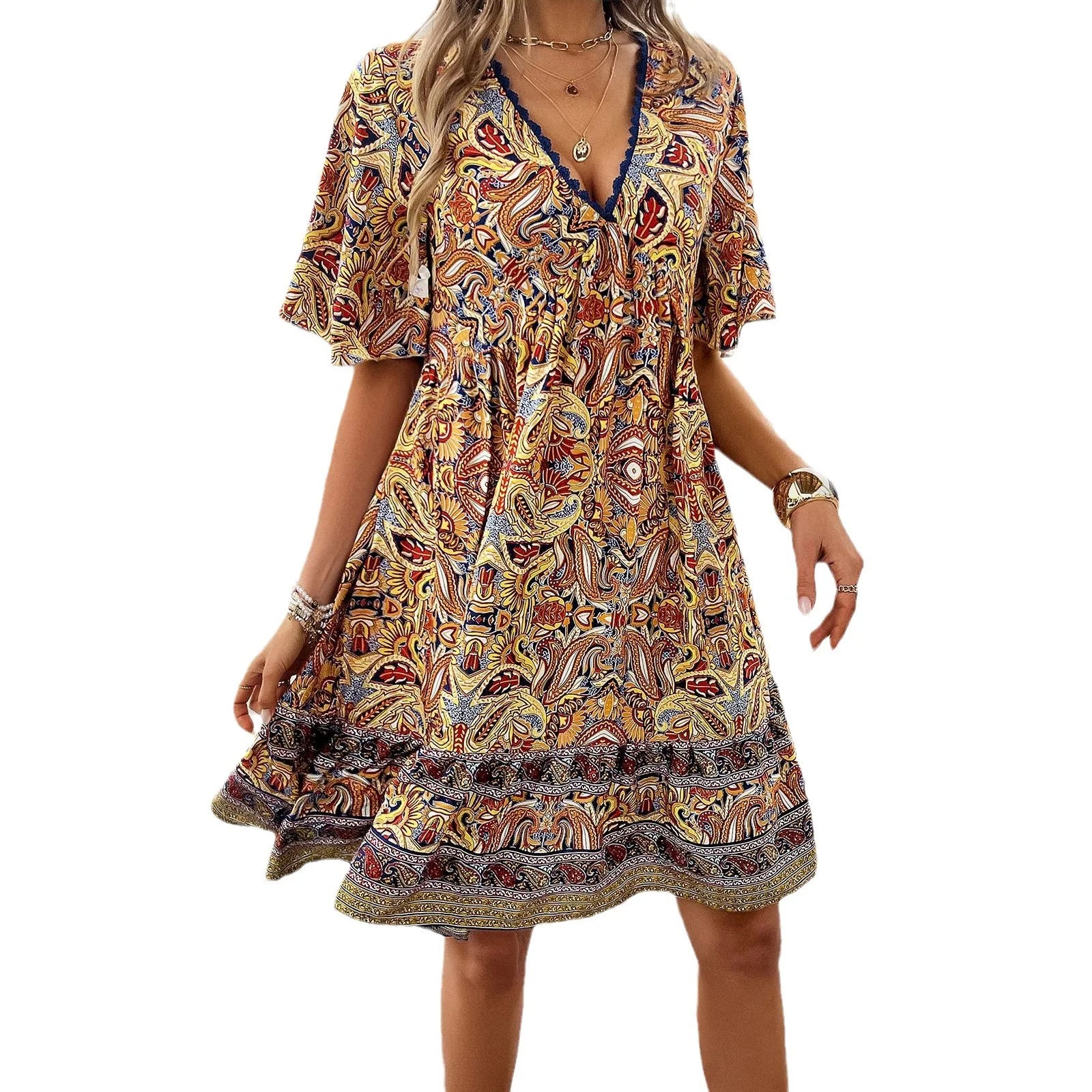 Lightweight Relaxed Fit Bohemian Cotton Dress