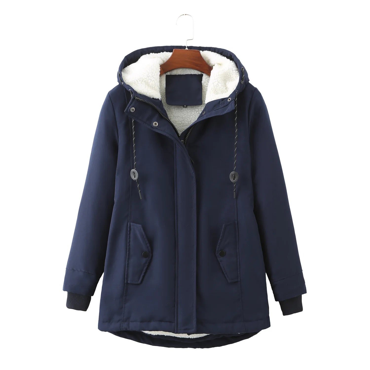 Women's winter parka with plush velvet and lining