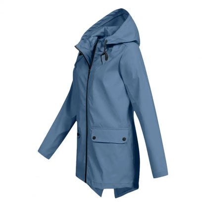 Women's hooded windproof mid-length coat