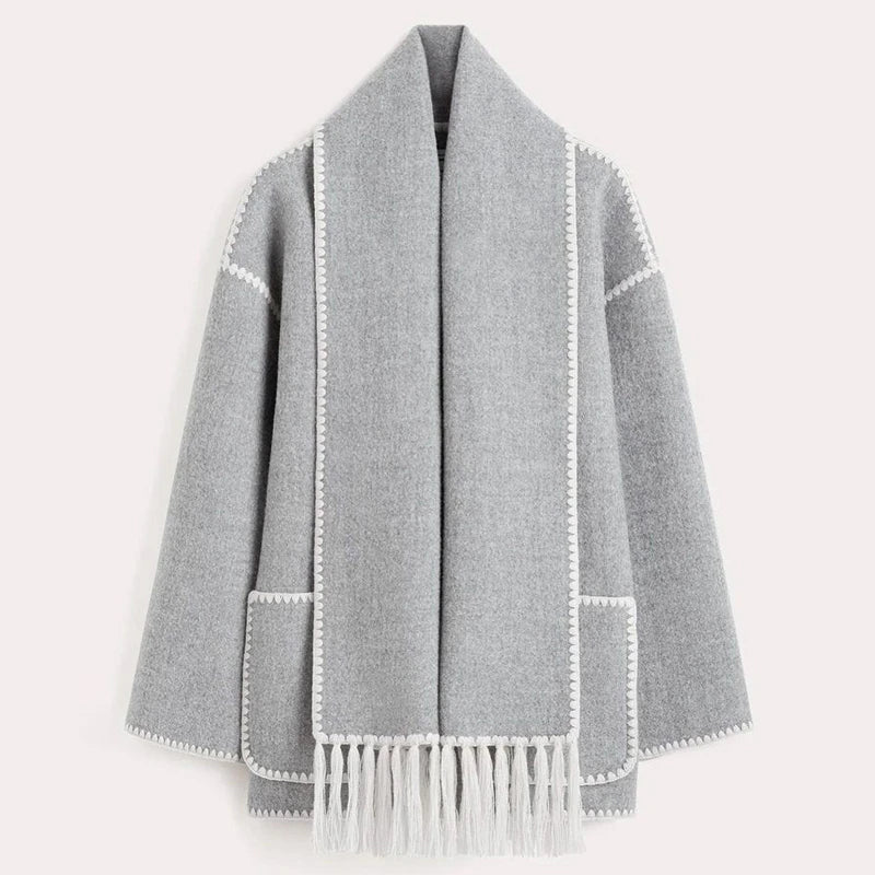 Women's winter coat with scarf collar