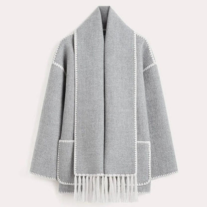 Women's winter coat with scarf collar