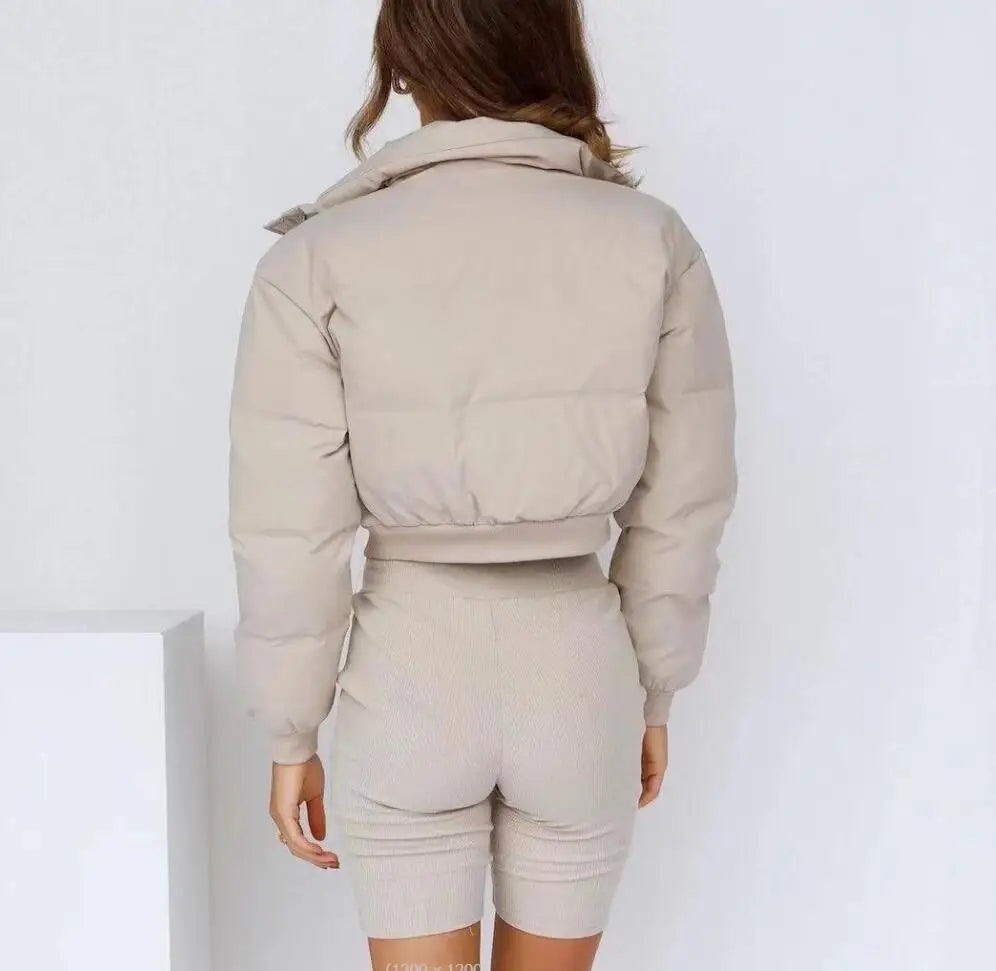 Women's casual warm winter short comfortable padded bomber jacket