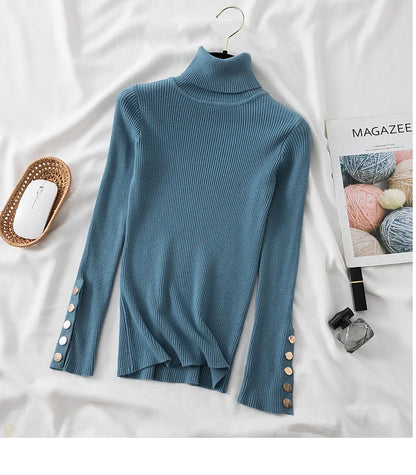Women's knit turtleneck pullover autumn winter sweater