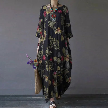 Vintage Floral Maxi Dress for Women