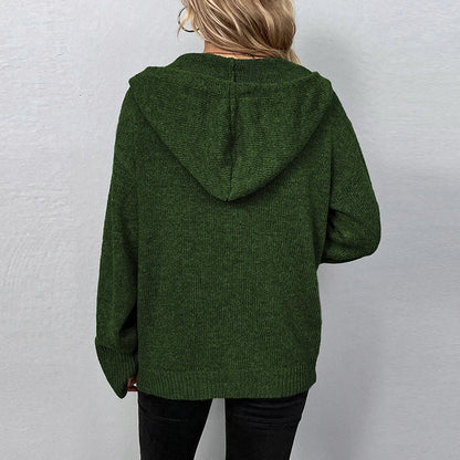 Women's drawstring knitted cardigan jacket